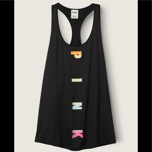 Victorias Secret PINK ULTIMATE KNIT RACERBACK TANK Black Small NWT